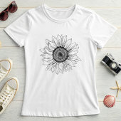 ひまわりのスケッチ;植物の夏 Tシャツ