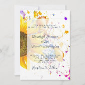 ひまわりのスパッタリング ウェディング 招待状 (正面)