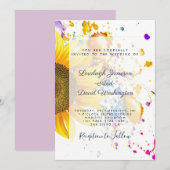 ひまわりのスパッタリング ウェディング 招待状 (正面/裏面)