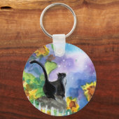 ひまわりのツキシード猫の月 キーホルダー (正面)