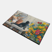 ひまわりのドアマット、かわいい猫のひまわりのドアマット ドアマット (アングル)