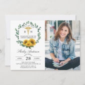 ひまわりのナース卒業式ピンニング写真 招待状 (正面)