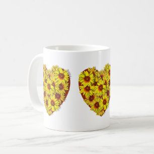 ひまわりのハートマグ コーヒーマグカップ
