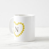 ひまわりのハートリースのイニシャル コーヒーマグカップ (正面左)