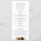 ひまわりのバーガンディレッド フラワールージュカントリーウェディング プログラム (裏面)