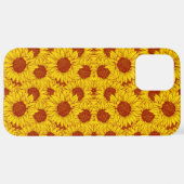 ひまわりのパターン – 鮮やかな黄色のフラワーモダン iPhoneケース (裏面横)