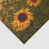 ひまわりのフィールドテクスチャ黄緑のヴィンテージアート 薄葉紙 (詳細)