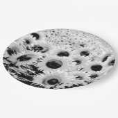 ひまわりのフィールド – 黒、白、グレー ペーパープレート (アングル)