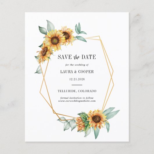 ひまわりのフラワーグリーン Save The Date チラシ (正面)