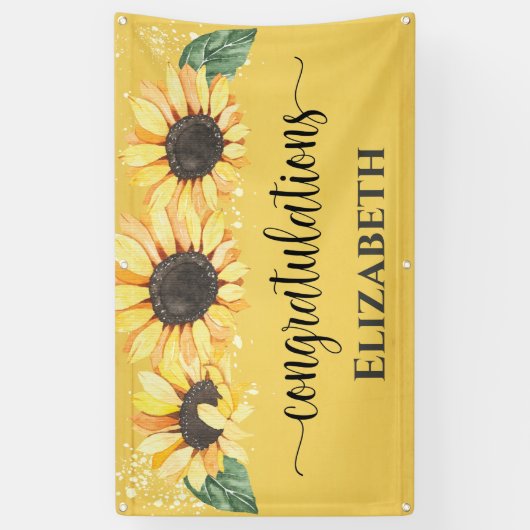 ひまわりのフローラおめでとう退職 横断幕 (縦)