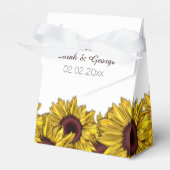 ひまわりのフローラパーソナライズされた結婚式の引き出物箱 フェイバーボックス (正面サイド)
