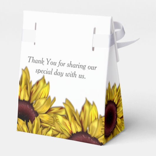 ひまわりのフローラパーソナライズされた結婚式の引き出物箱 フェイバーボックス (裏面サイド)