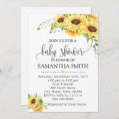 ひまわりのフローラロマンチックbohoシックな赤ちゃんシャワー 招待状 (正面/裏面)