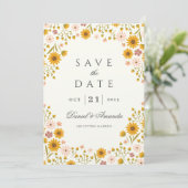 ひまわりのフローラ結婚式の日付を保存 招待状 (スタンド正面)
