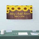ひまわりのブライダルシャワー素朴背景ウッドプロップ 横断幕 (トレードショー)