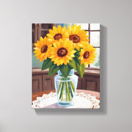 ひまわりのブーケ 水彩 花 黄色 絵画 キャンバスプリント