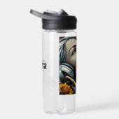 ひまわりのヘッドフォンを持つ美しい女性 ウォーターボトル (右面)