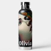 ひまわりのヘッドフォンを持つ美しい女性 ウォーターボトル (左面)