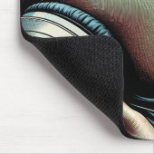 ひまわりのヘッドフォンを持つ美しい女性 マウスパッド (コーナー)