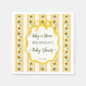 ひまわりのベビー開花の赤ちゃんシャワーモノグラムの スタンダードカクテルナプキン (正面)