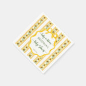 ひまわりのベビー開花の赤ちゃんシャワーモノグラムの スタンダードカクテルナプキン (角)