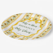 ひまわりのベビー開花の赤ちゃんシャワーモノグラムの ペーパープレート (アングル)