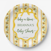 ひまわりのベビー開花の赤ちゃんシャワーモノグラムの ペーパープレート (正面)