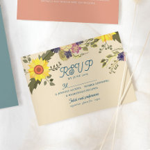 ひまわりのボタニカル結婚式RSVPカード