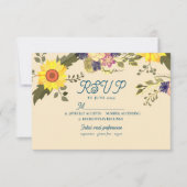 ひまわりのボタニカル結婚式RSVPカード 出欠カード (正面)