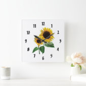 ひまわりのママの愛 スクエア壁時計 (ホーム)