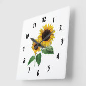 ひまわりのママの愛 スクエア壁時計 (傾斜)