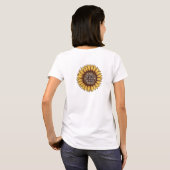 ひまわりのモチベーションの引用 田舎風の手描き Tシャツ (裏面フル)