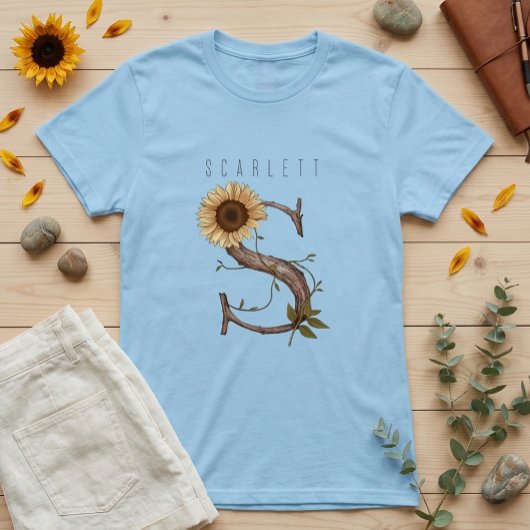 ひまわりのモノグラム 'S' エレガント Tシャツ