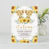 ひまわりのライオンの子どもツインズベビーシャワー 招待状 (スタンド正面)