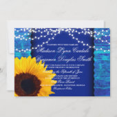 ひまわりのライトブルーの結婚式の誘い 招待状 (正面)
