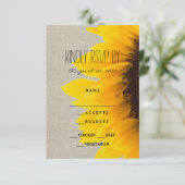 ひまわりのラスティックウェディング出欠確認カード 出欠カード (スタンド正面)