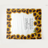 ひまわりのラスティックウェディング フォトブースの背景 タペストリー (正面(横))