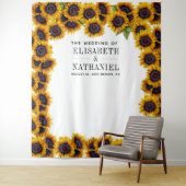 ひまわりのラスティックウェディング フォトブースの背景 タペストリー (インサイチュ)