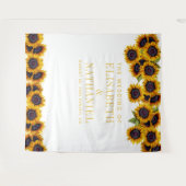 ひまわりのラスティックウェディング フォトブースの背景 タペストリー (正面(横))