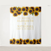 ひまわりのラスティックウェディング フォトブースの背景 タペストリー (正面)