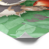 ひまわりのリースのアライグマ ポスター (角)