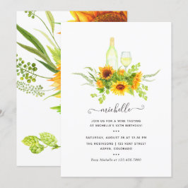ひまわりのワイン試飲バースデーパーティーの招待状 招待状