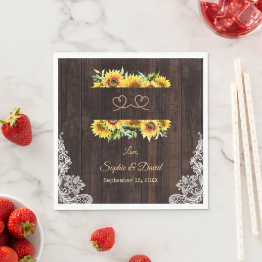 ひまわりのヴィンテージロープウッド我々は結び目を結んだ スタンダードランチョンナプキン (インサイチュ)