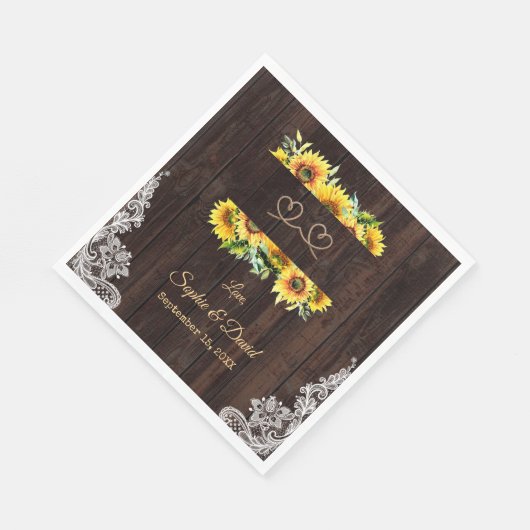 ひまわりのヴィンテージロープウッド我々は結び目を結んだ スタンダードランチョンナプキン (角)