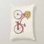 ひまわりのヴィンテージ付き美しい自転車 アクセントクッション (正面(垂直))