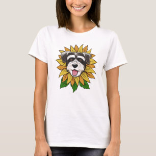 ひまわりの上のシュナウザー Tシャツ