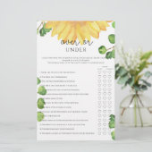 ひまわりの上または下のブライダルシャワーゲーム (スタンド正面)