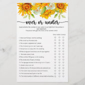 ひまわりの上または下のブライダルシャワーゲーム (正面)