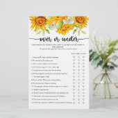 ひまわりの上または下のブライダルシャワーゲーム (スタンド正面)