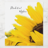 ひまわりの中で飲む ワインラベル (シングルラベル)